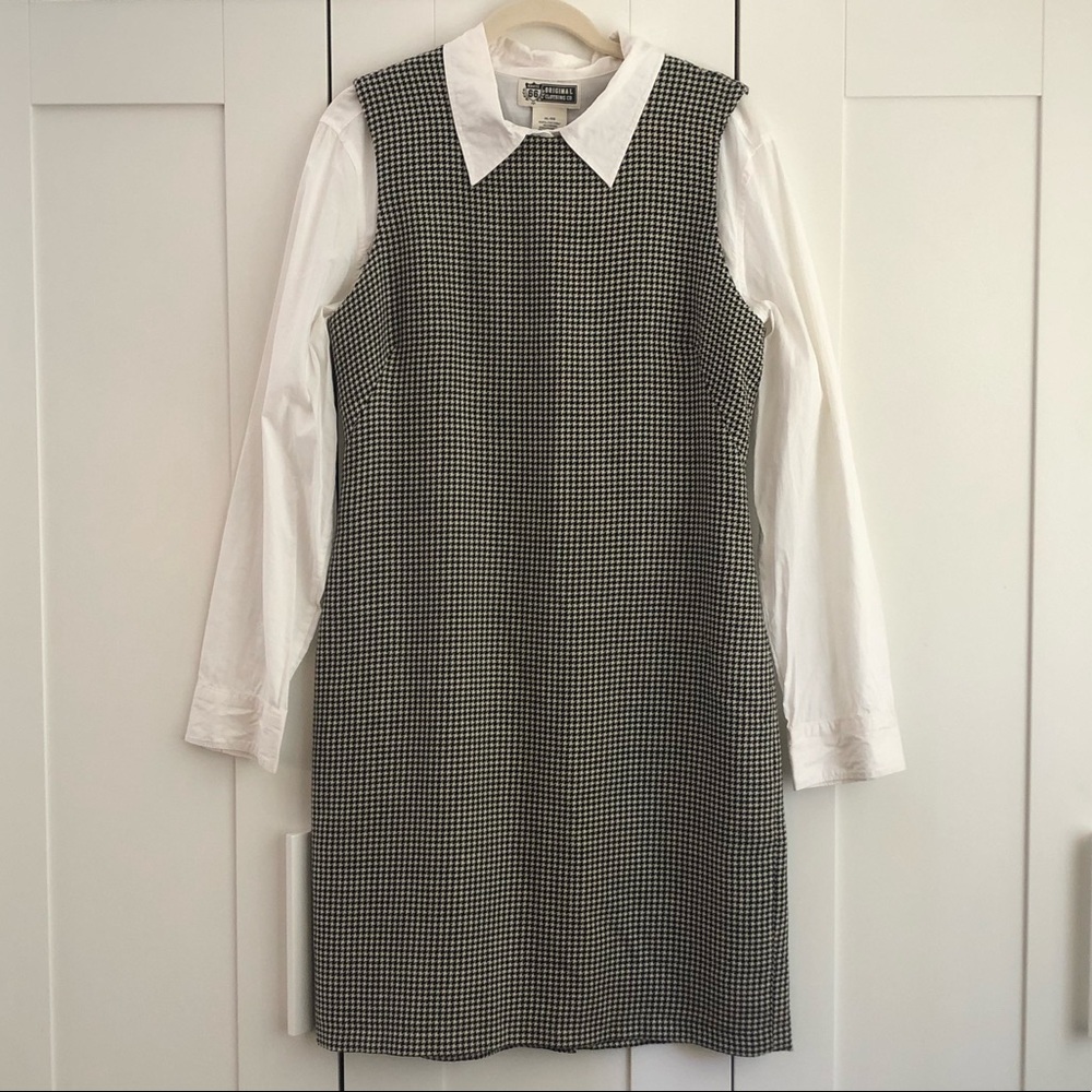 Black And White Houndstooth Sleeveless Mini Dress